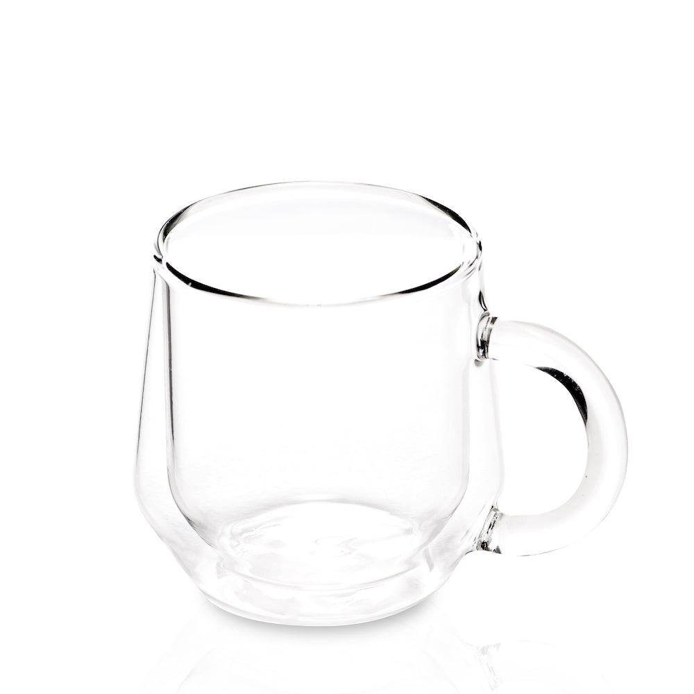 Easicozi Heart Shaped Double Walled Insulated Glass Coffee Mugs or Tea Cups, Double Wall Glass 8 oz, Clear