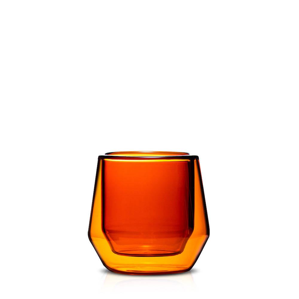 Hearth Glass Double Walled Glass Coffee Mugs · 2 Piece Set · 2.5 oz · Amber